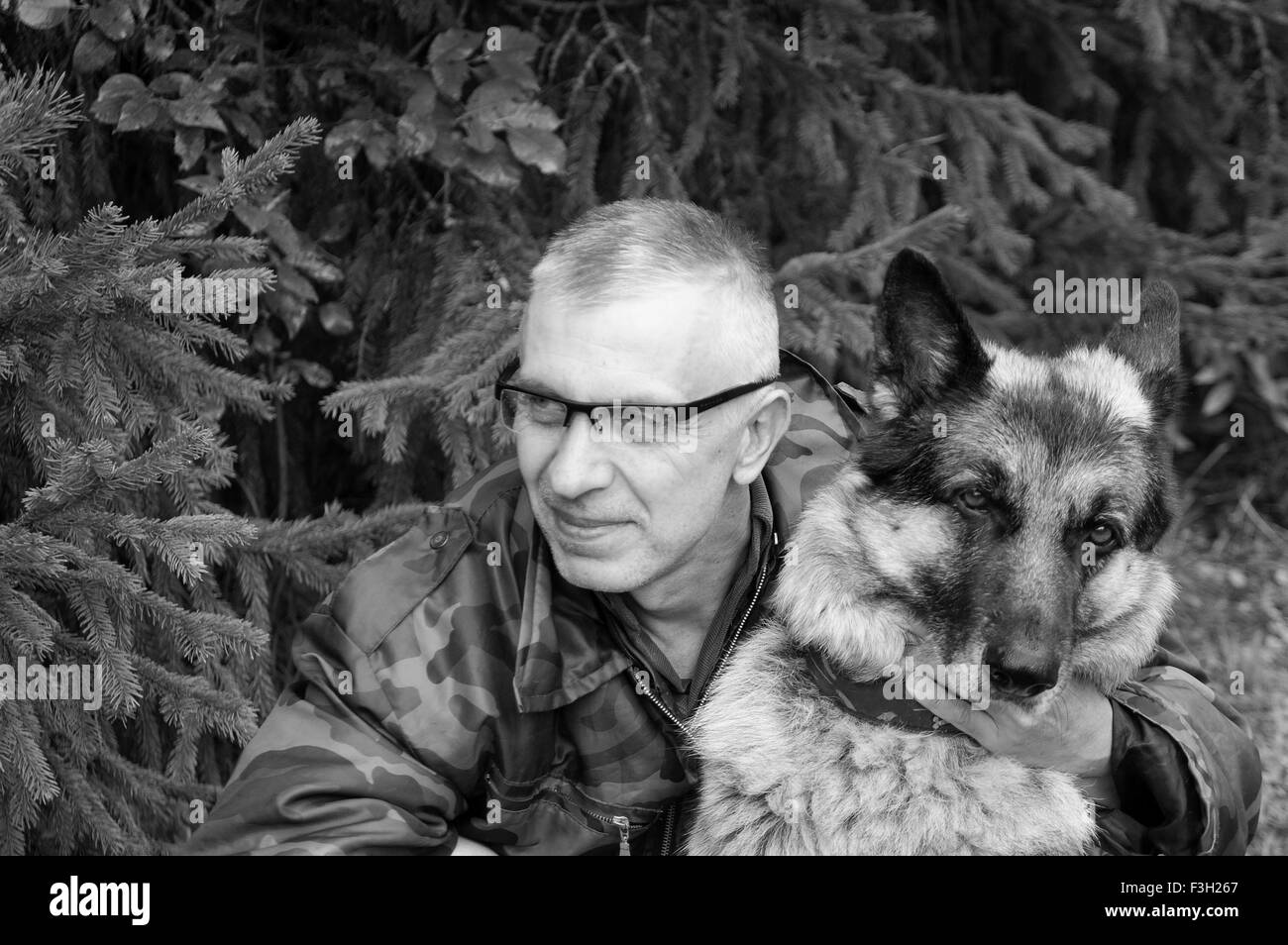 Uomo e cane Foto Stock