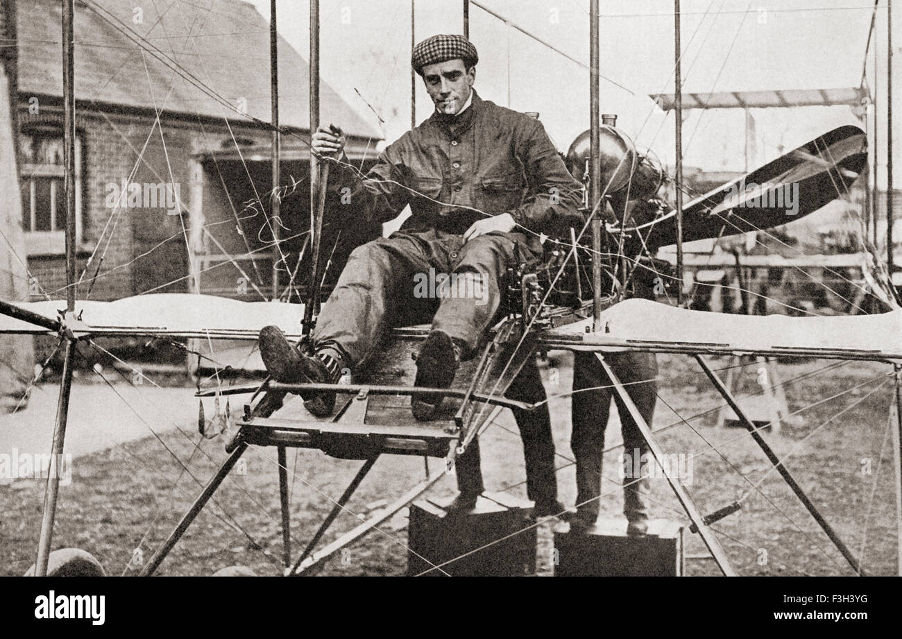 Claude Grahame-White, 1879 - 1959. Pioniere inglese dell'aviazione, e il primo a fare un volo notturno durante il Daily Mail sponsorizzato 1910 Londra a Manchester air race. Foto Stock