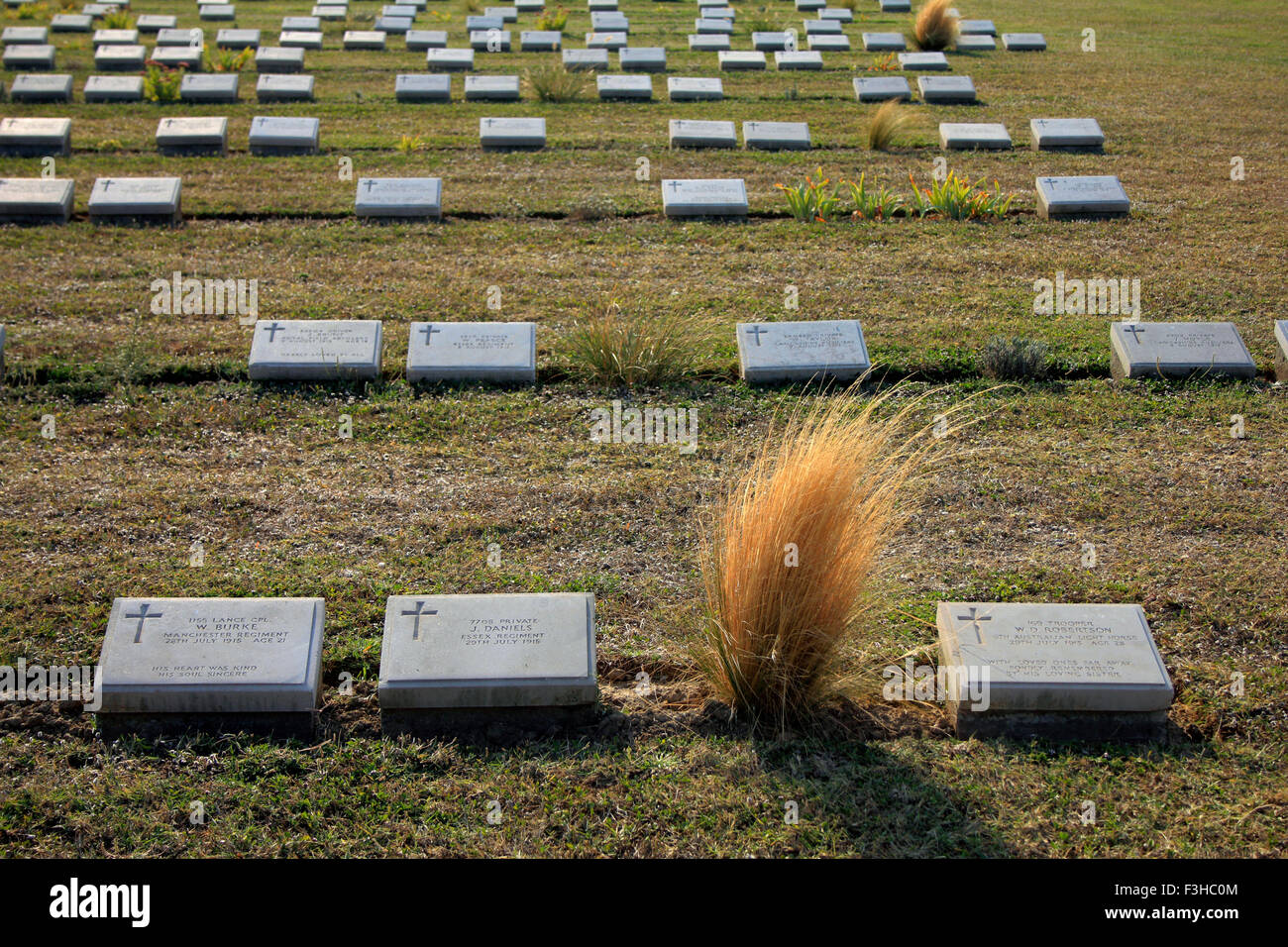 Grafico 2 (II) file contrassegnati per la rimozione definitiva. Est CWGC Mudros cimitero militare. Lemnos o isola di Limnos, Grecia. Foto Stock