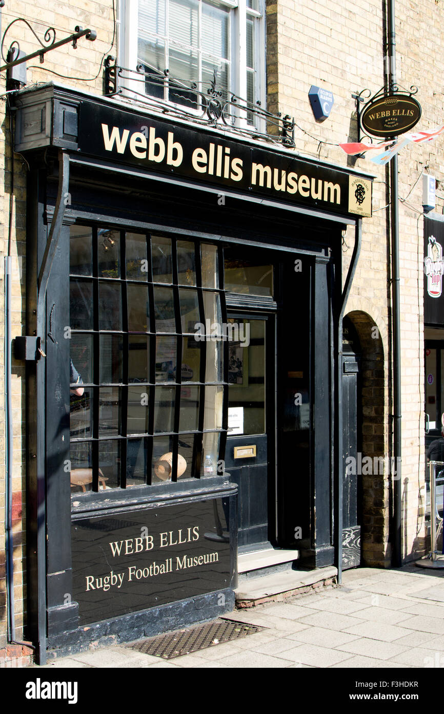 Webb Ellis Museum, Rugby, Warwickshire, Inghilterra, Regno Unito Foto Stock