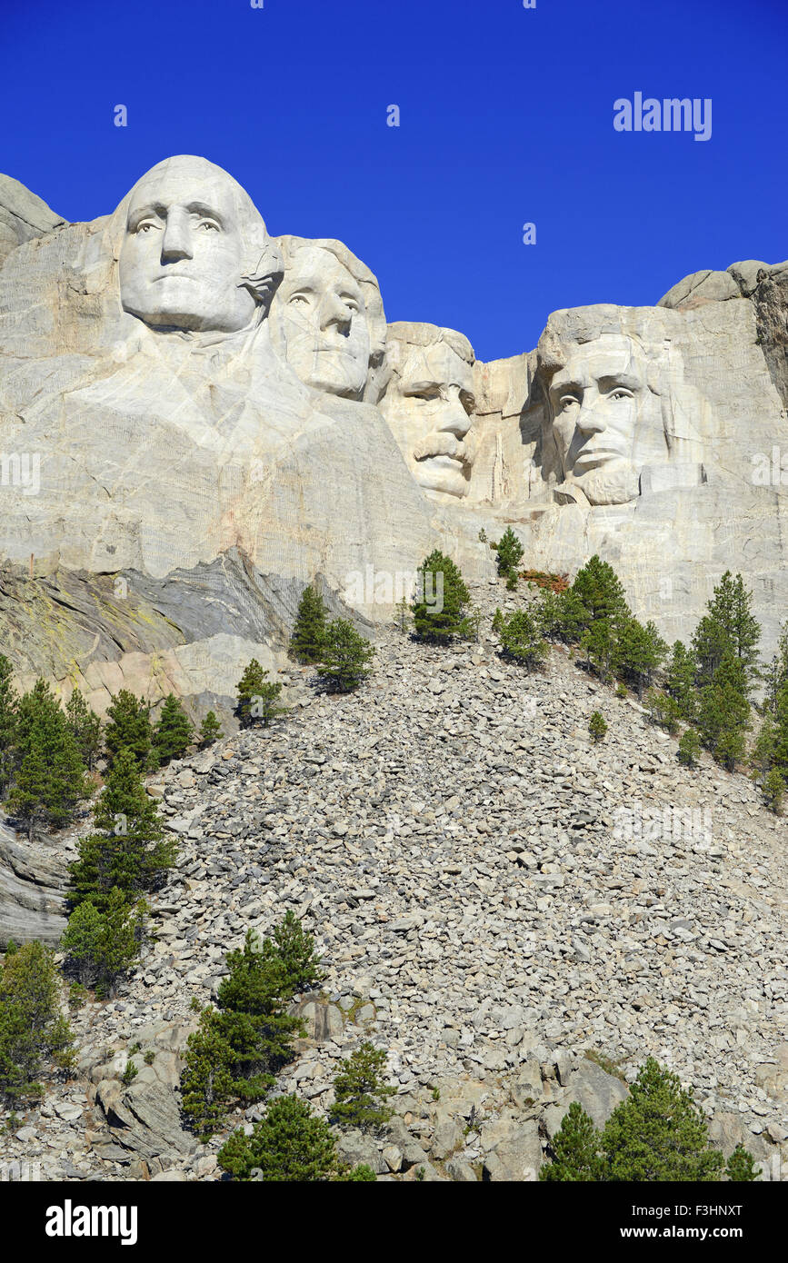 Mount Rushmore National Memorial, simbolo d'America situato in Black Hills, Dakota del Sud, STATI UNITI D'AMERICA Foto Stock