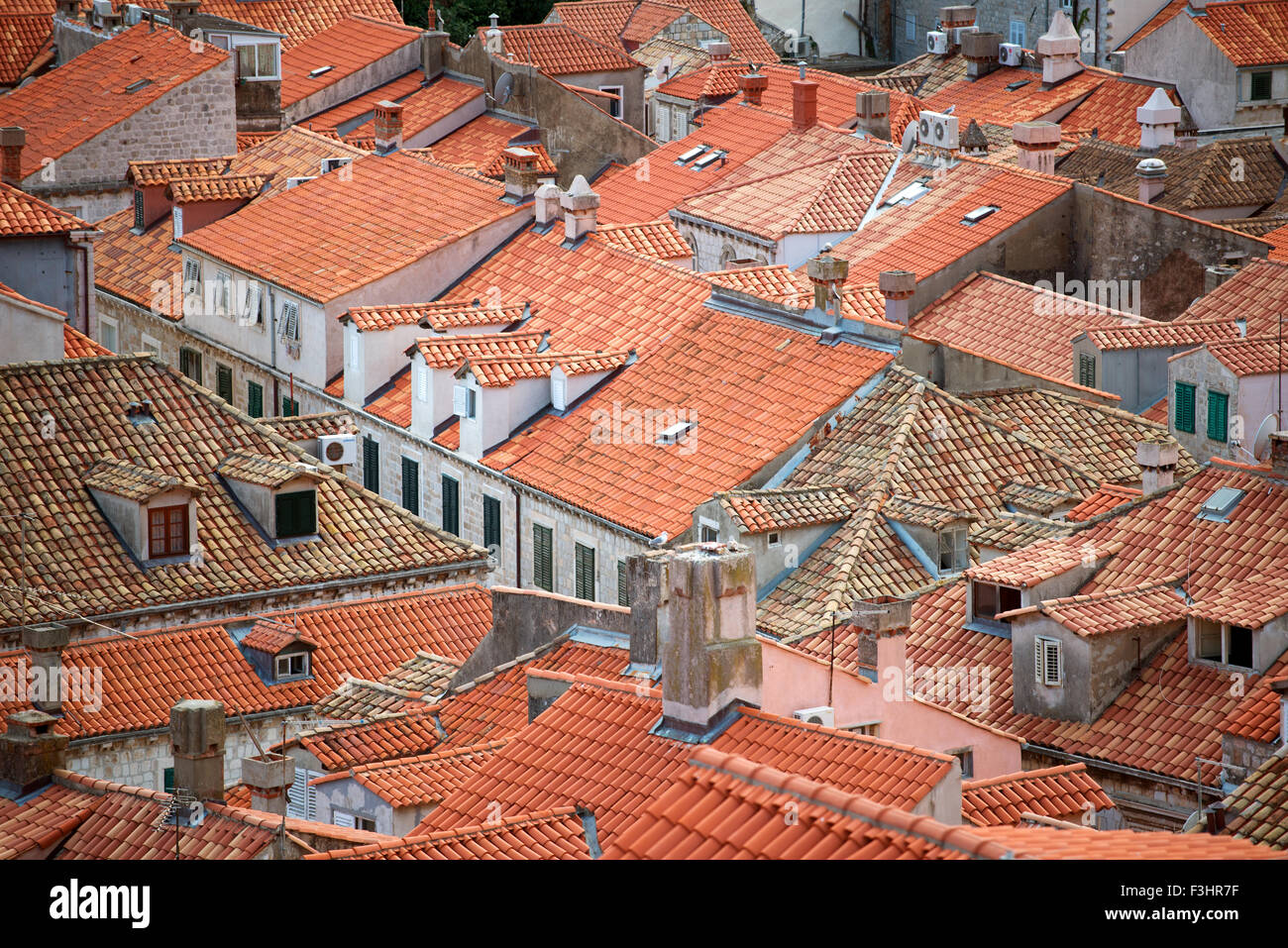 Rossicci tetti nella città vecchia, Dubrovnik, Croazia Foto Stock