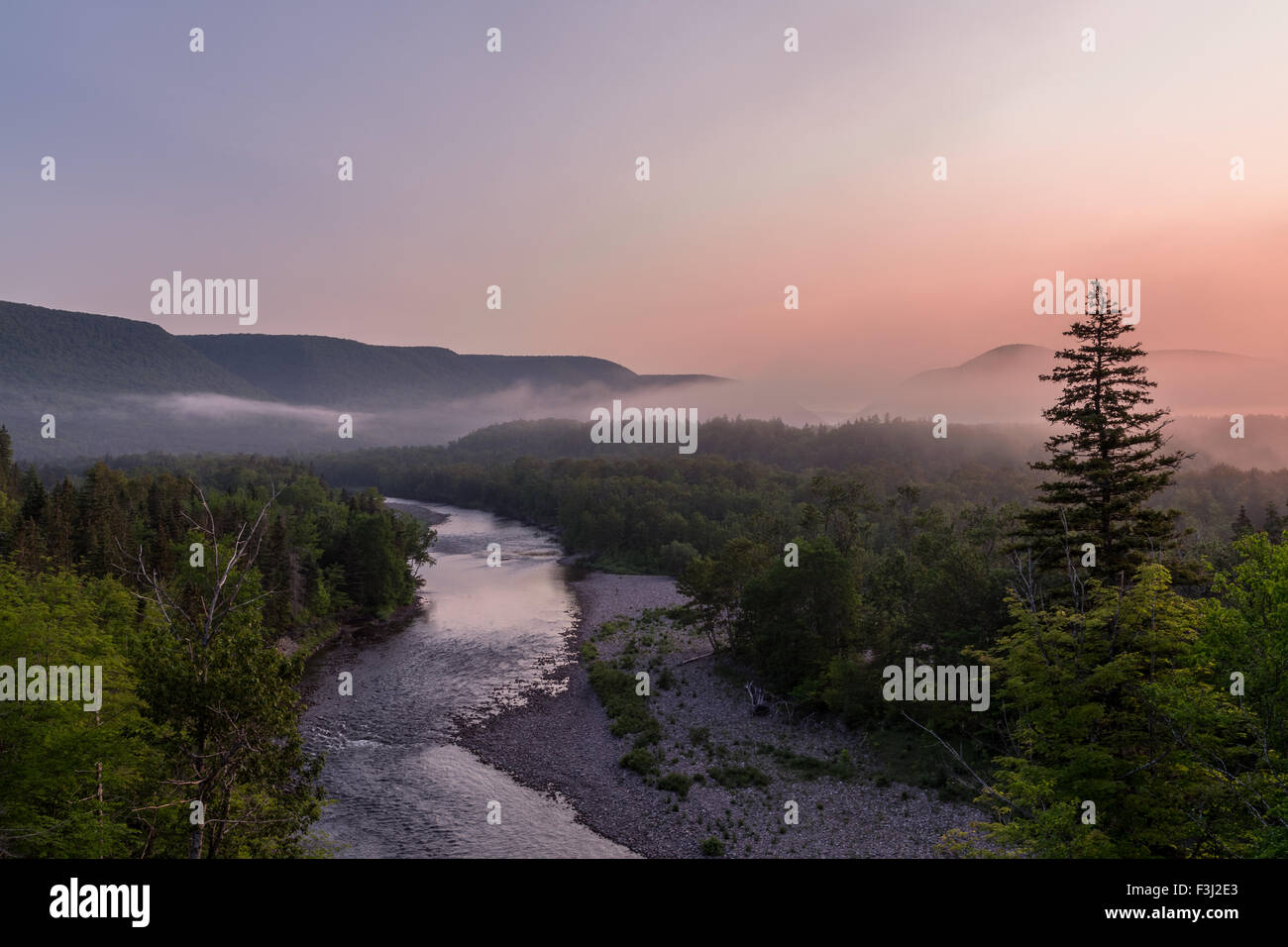 Una vista di Margaree Valley in Cape Breton Island, Nova Scotia Foto Stock