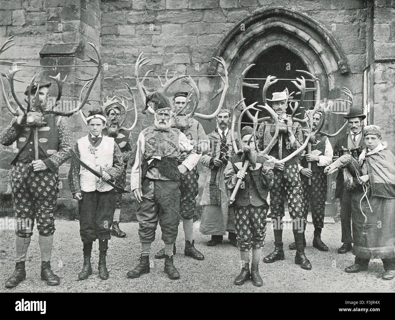 Il clacson Dance Abbots Bromley circa 1906 Foto Stock