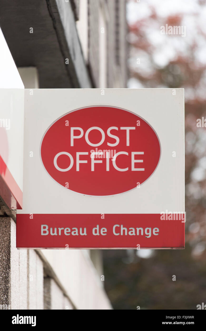 Un Royal Mail Post Office bureau de change cambio valuta Foto Stock