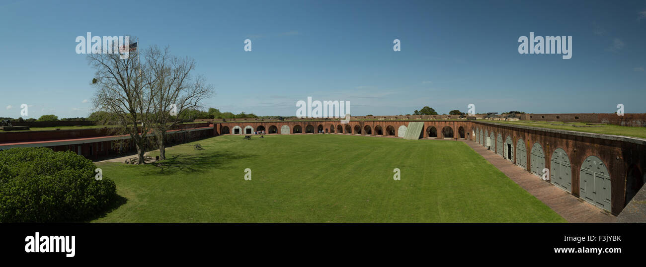 Una fotografia panoramica di Fort Pulaski monumento nazionale a Savannah, Georgia. Foto Stock