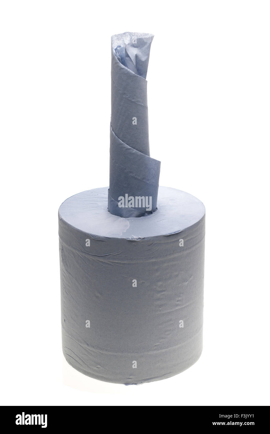 Centro blu di alimentazione rotolo di asciugamani di carta Foto Stock