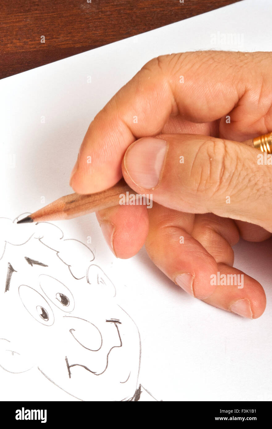 Maschio di disegno a mano una figura del fumetto Foto Stock