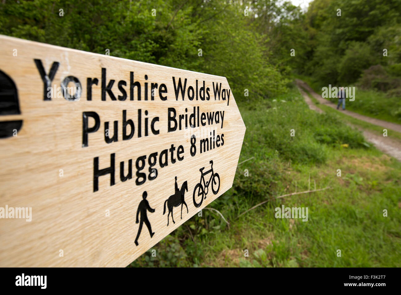 Regno Unito, Inghilterra, Yorkshire East Riding, Nunburnholme, Yorkshire Wolds Way segno Foto Stock