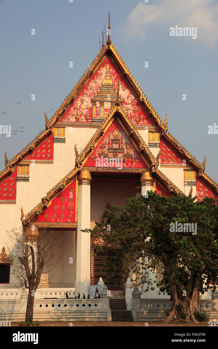 Thailandia, Ayutthaya, Phra Wihan Mongkon Bophit, tempio buddista, Foto Stock