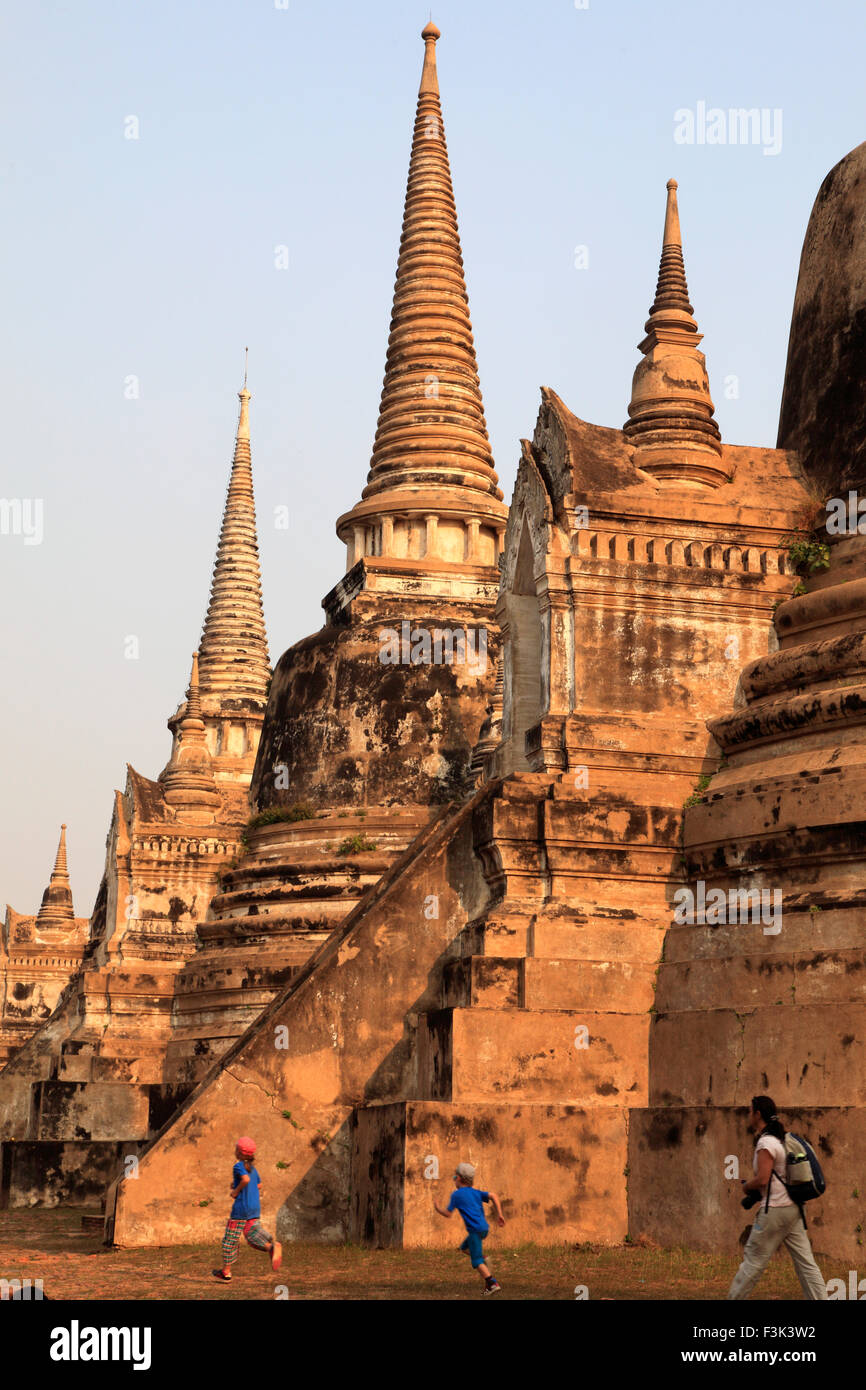 Thailandia, Ayutthaya, Wat Phra Si Sanphet, tempio buddista, Foto Stock