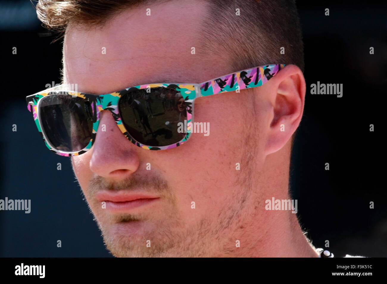 Festival goer al 2015 'oscillazione della margherite ' outdoor music festival in Darling, Western Cape, Sud Africa. Foto Stock