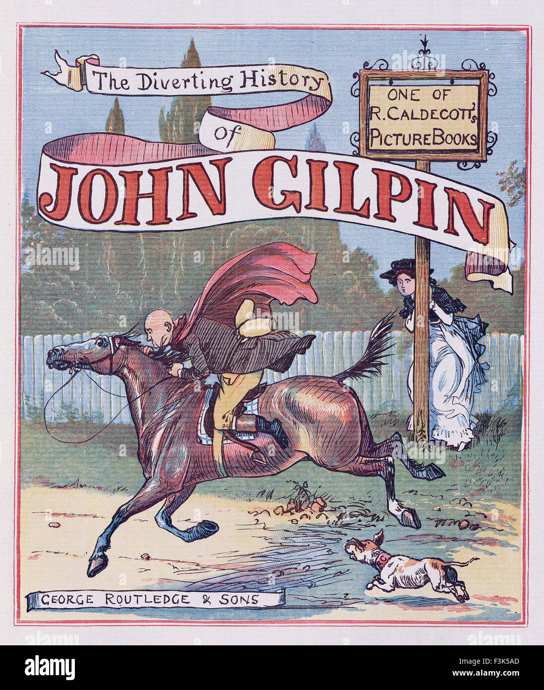 Il Randolph CALDECOTT (1846-1886) Illustratore Inglese. Coperchio del suo 1878 libro illustrato su John Gilpin Foto Stock