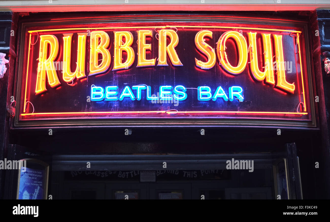 Beatles Bar segno, Liverpool, Merseyside, Regno Unito Foto Stock