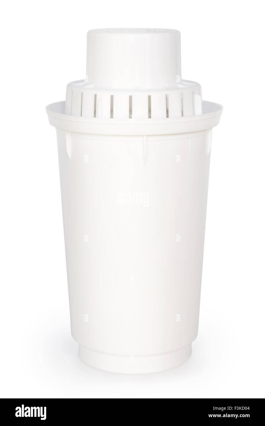 Il filtro dell'acqua isolato su bianco con tracciato di ritaglio Foto Stock