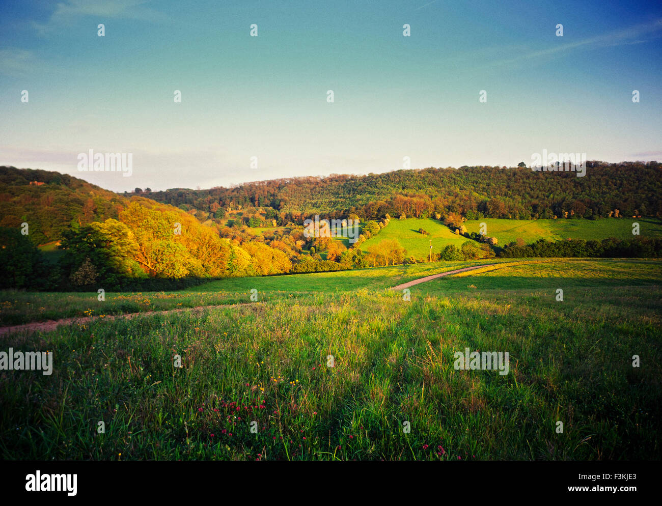 Slad Valley, Gloucestershire come immortalata da Laurie Lee Foto Stock