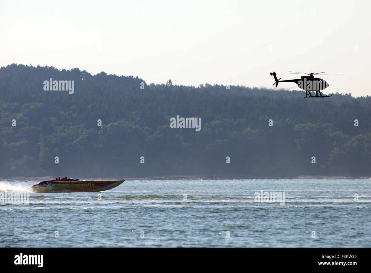 Barche Solent 2015, Cowes Classic, Power Boat Race, Cowes, Isle of Wight, England, Regno Unito Foto Stock