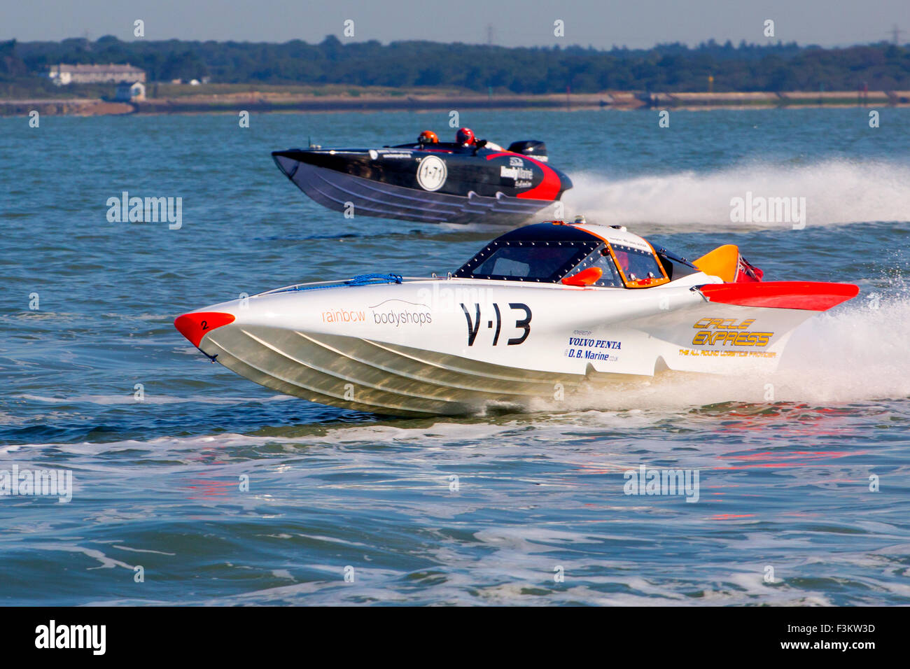 Barche Solent 2015, Cowes Classic, Power Boat Race, Cowes, Isle of Wight, England, Regno Unito Foto Stock
