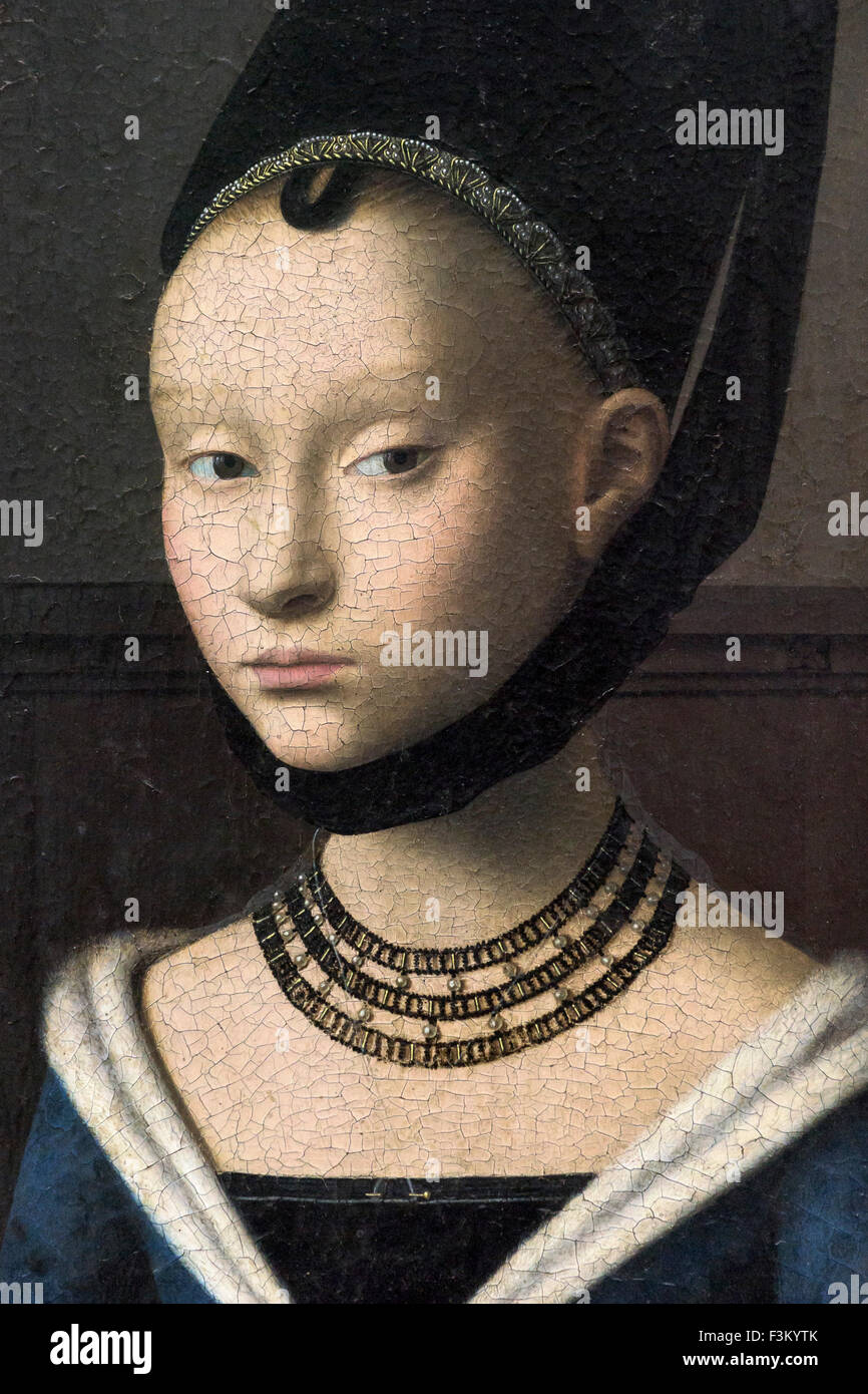 Berlino. Germania. Petrus Christus (c.1410/1420 - 1475/1476), il Ritratto di una giovane ragazza (dettaglio), circa 1470, Gemäldegalerie. Foto Stock