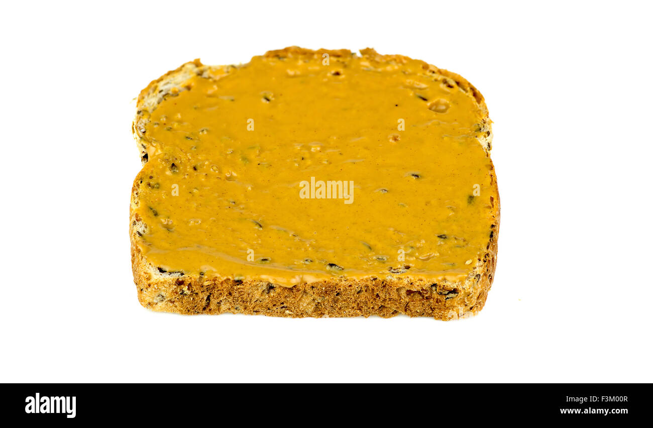 Burro di arachidi toast isolato su bianco Foto Stock Burro di arachidi toast isolato su bianco Foto Stock