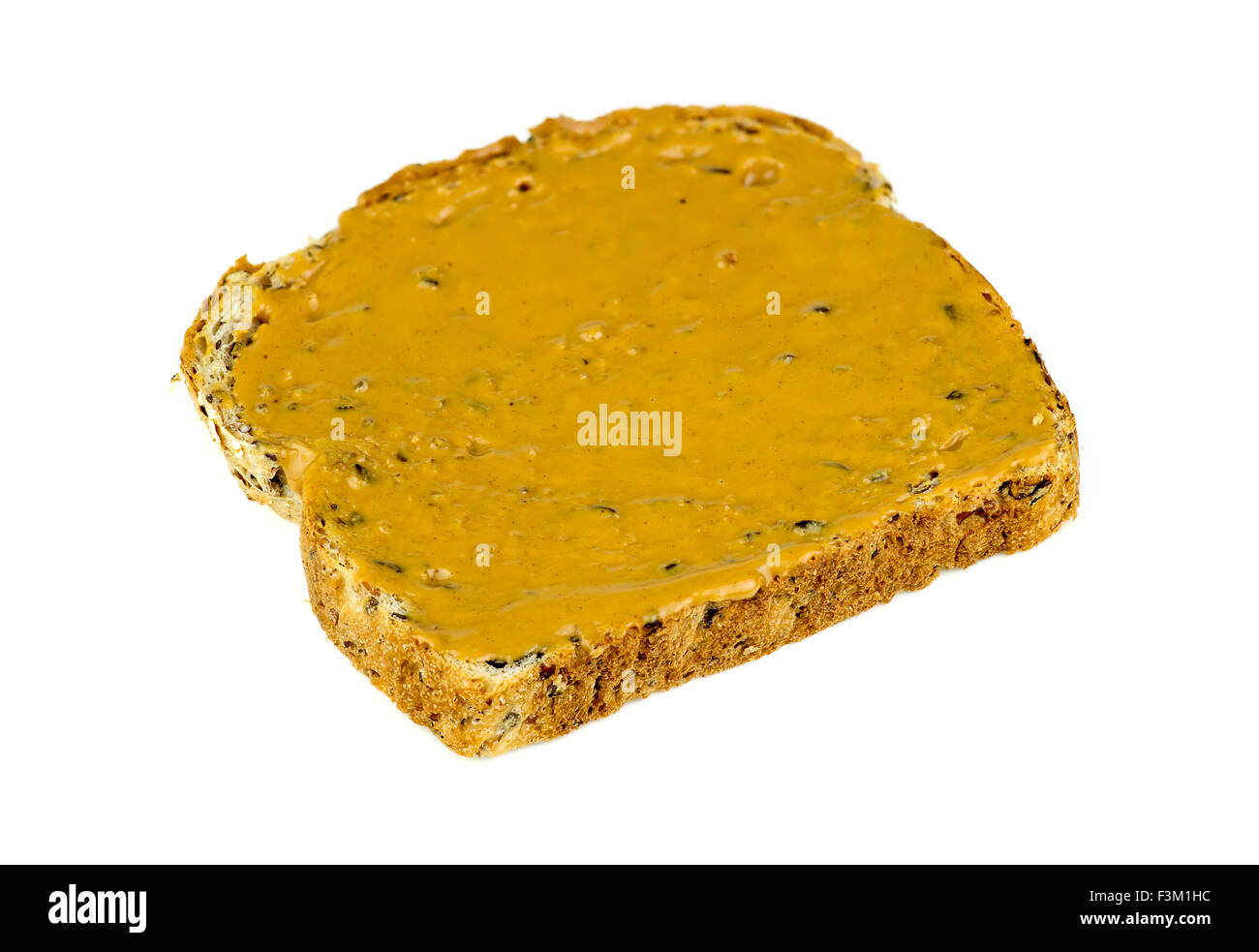 Isolato di grano intero Burro di arachidi toast prima colazione Foto Stock