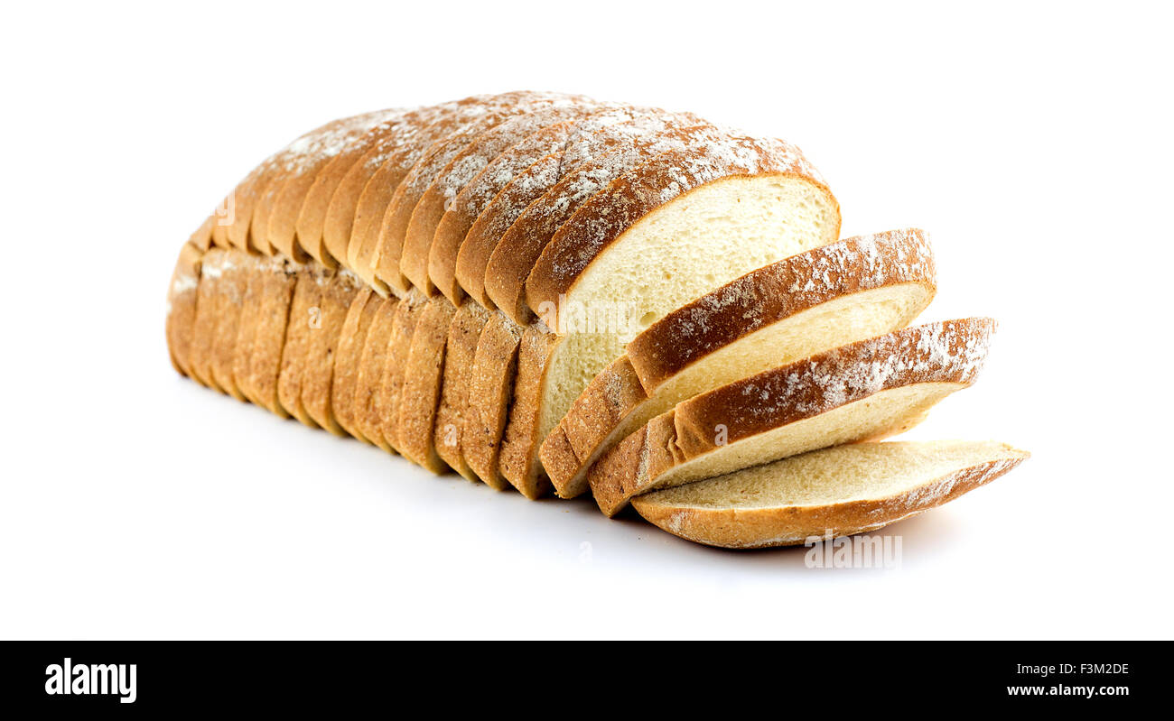 Tutta la pagnotta di pane isolato su bianco Foto Stock Tutta la pagnotta di pane isolato su bianco Foto Stock