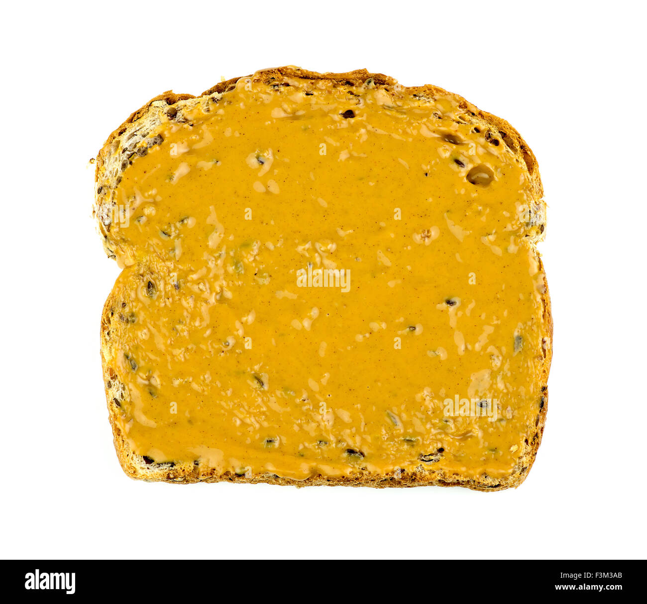Antenna isolata di toast con crema di burro di arachidi Foto Stock