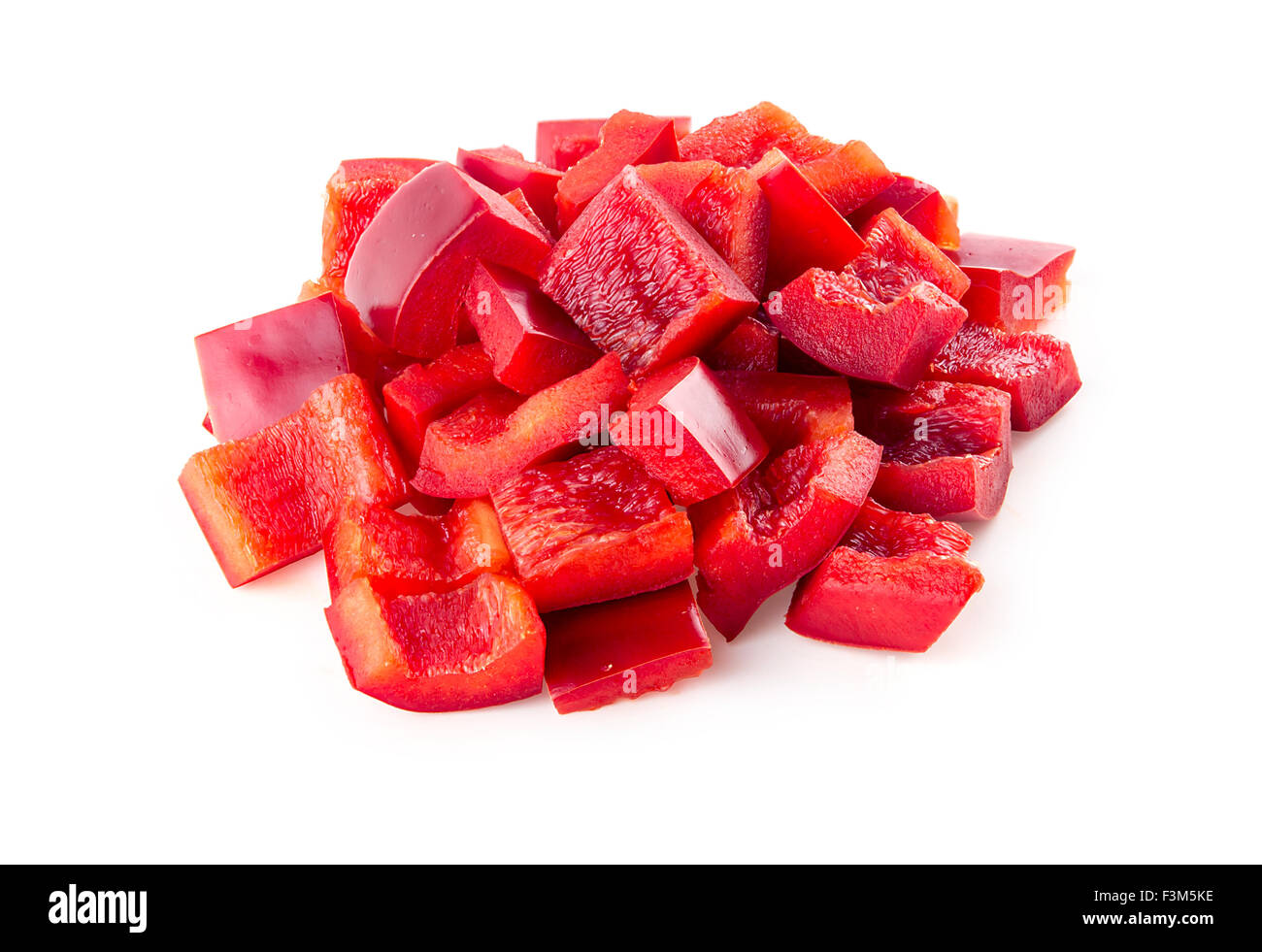 Macro closeup di peperoni rossi isolato su bianco Foto Stock