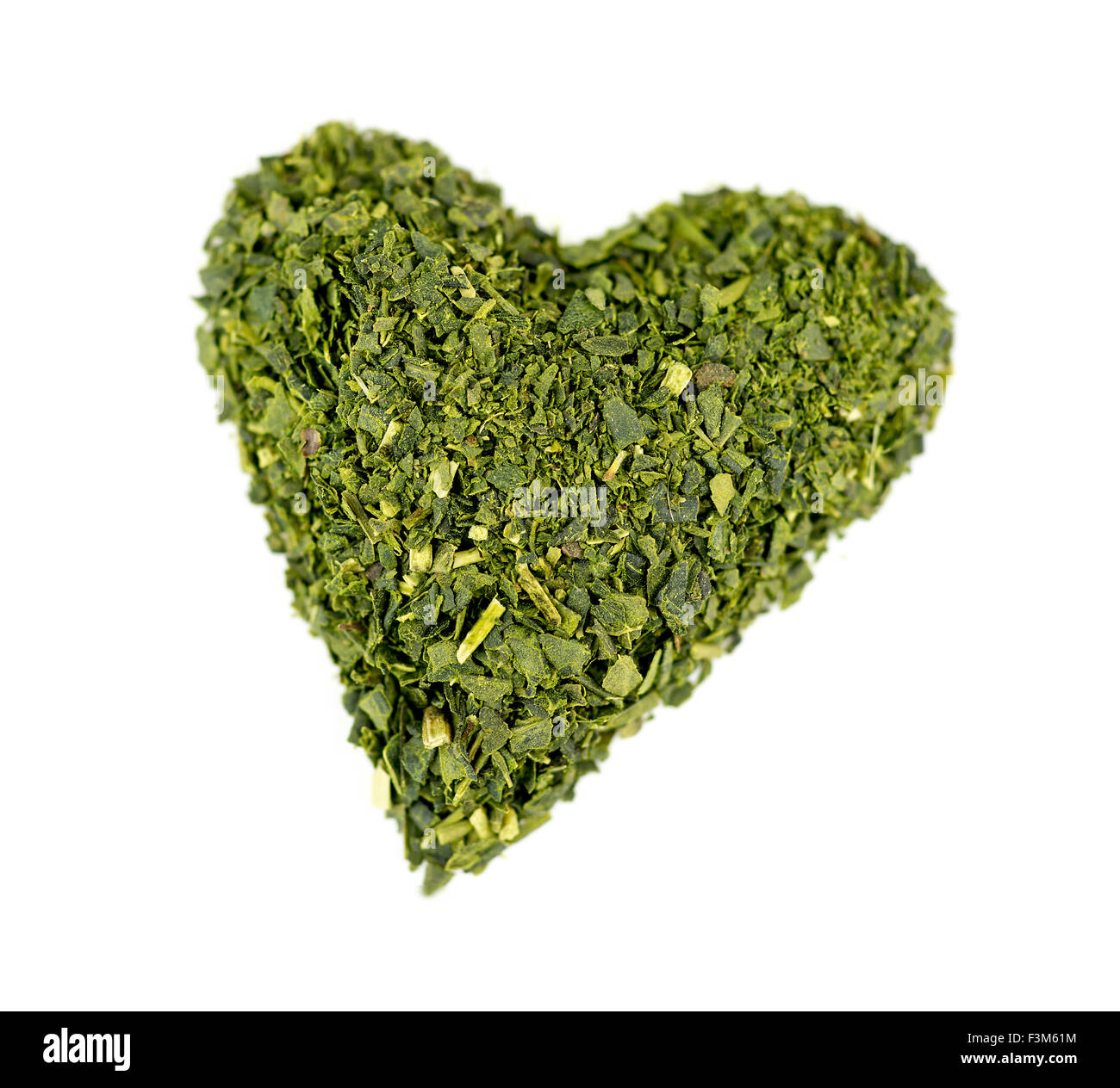 Macro di verde super tea isolati su sfondo bianco Foto Stock