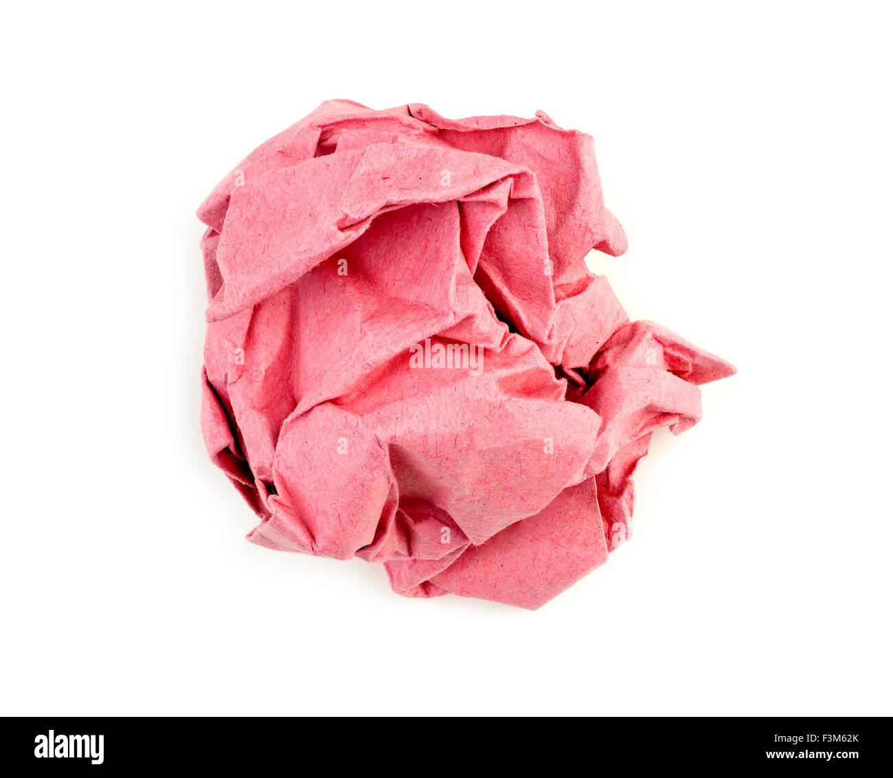 Carta sgualcita palla sul rosso riciclata carta rosa Foto Stock