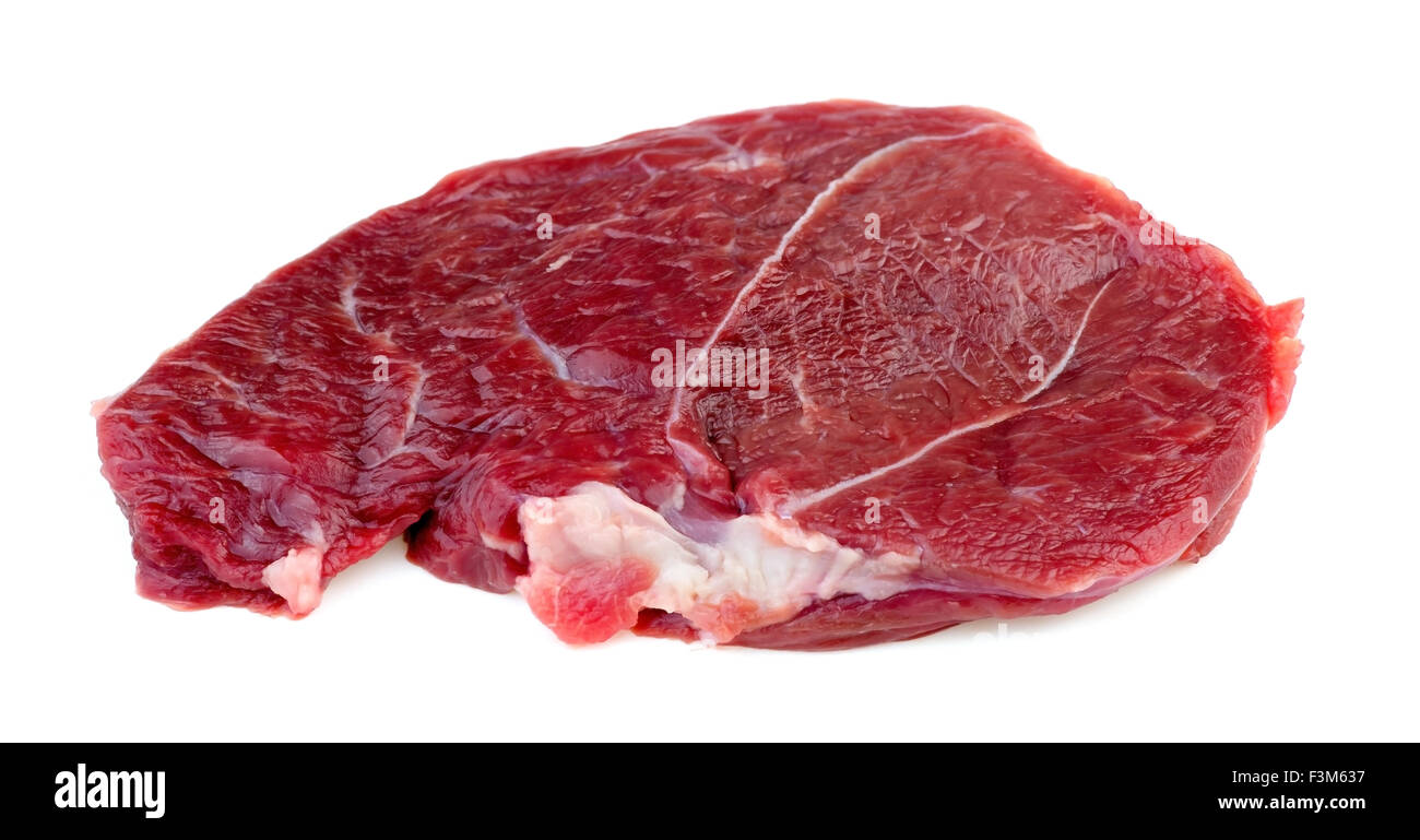 Unica carne rossa bistecca di agnello isolata contro bianco Foto Stock