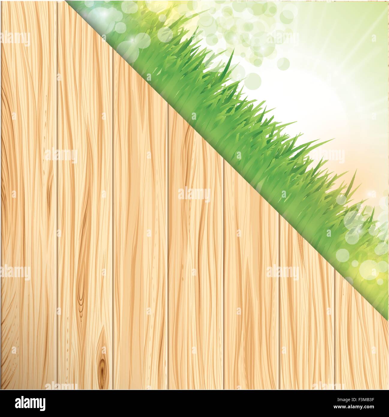 Erba verde e legno Illustrazione Vettoriale