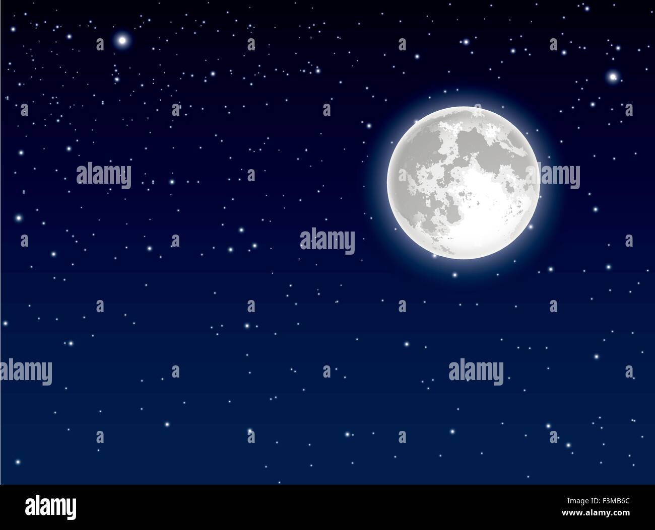 Luna piena e cielo stellato Illustrazione Vettoriale