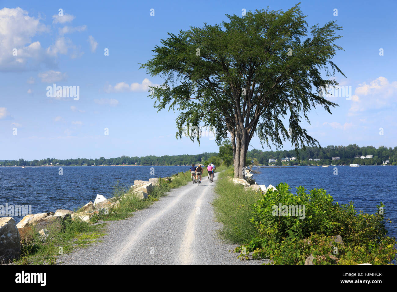 Pista ciclabile, Colchester Causeway parco sul Lago Champlain, Burlington, Vermont, USA Foto Stock