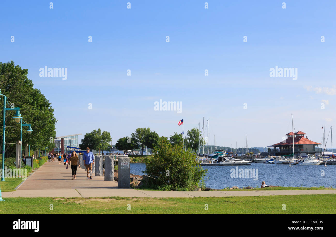 Il Waterfront Park sul lago Champlain, Burlington, Vermont, USA Foto Stock