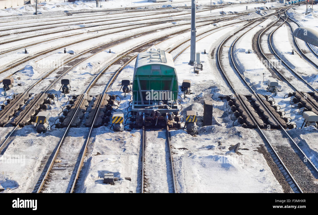 La vettura ferroviaria uno sui modi vuota Foto Stock