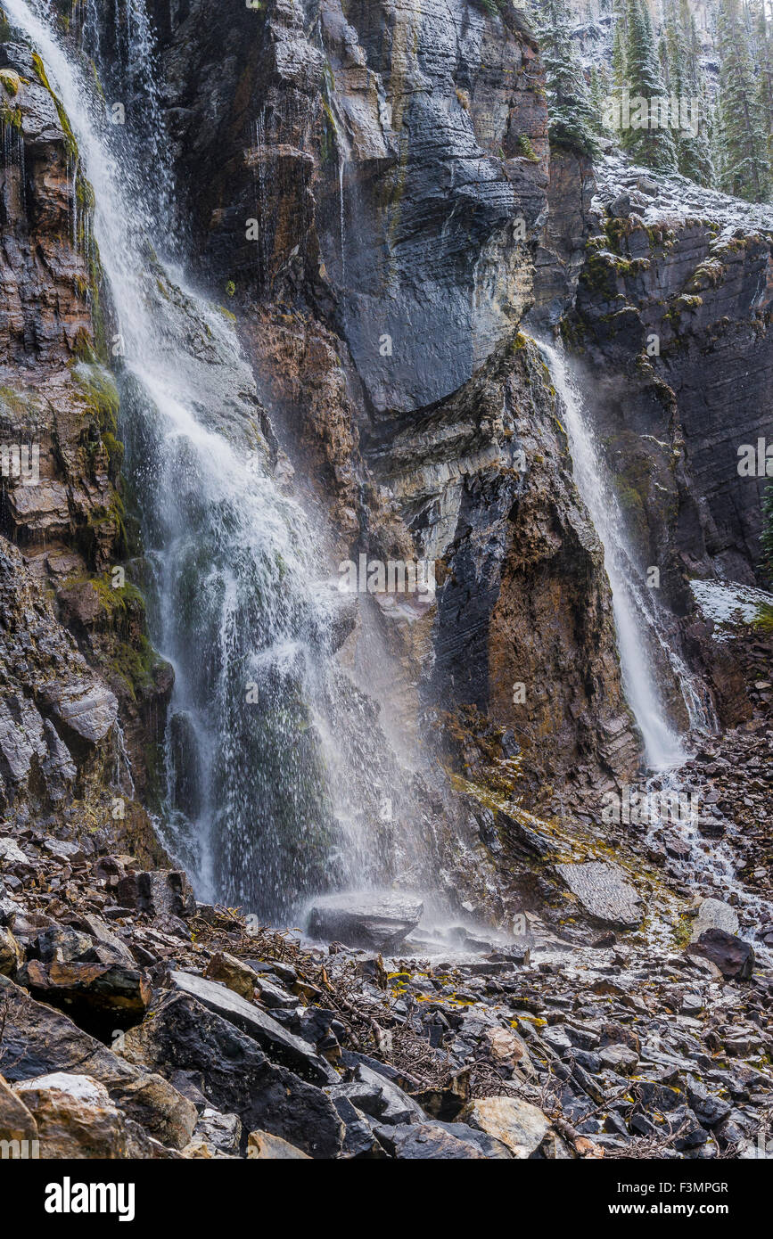 Sette sorelle cascata, Parco Nazionale di Yoho, British Columbia, Canada Foto Stock