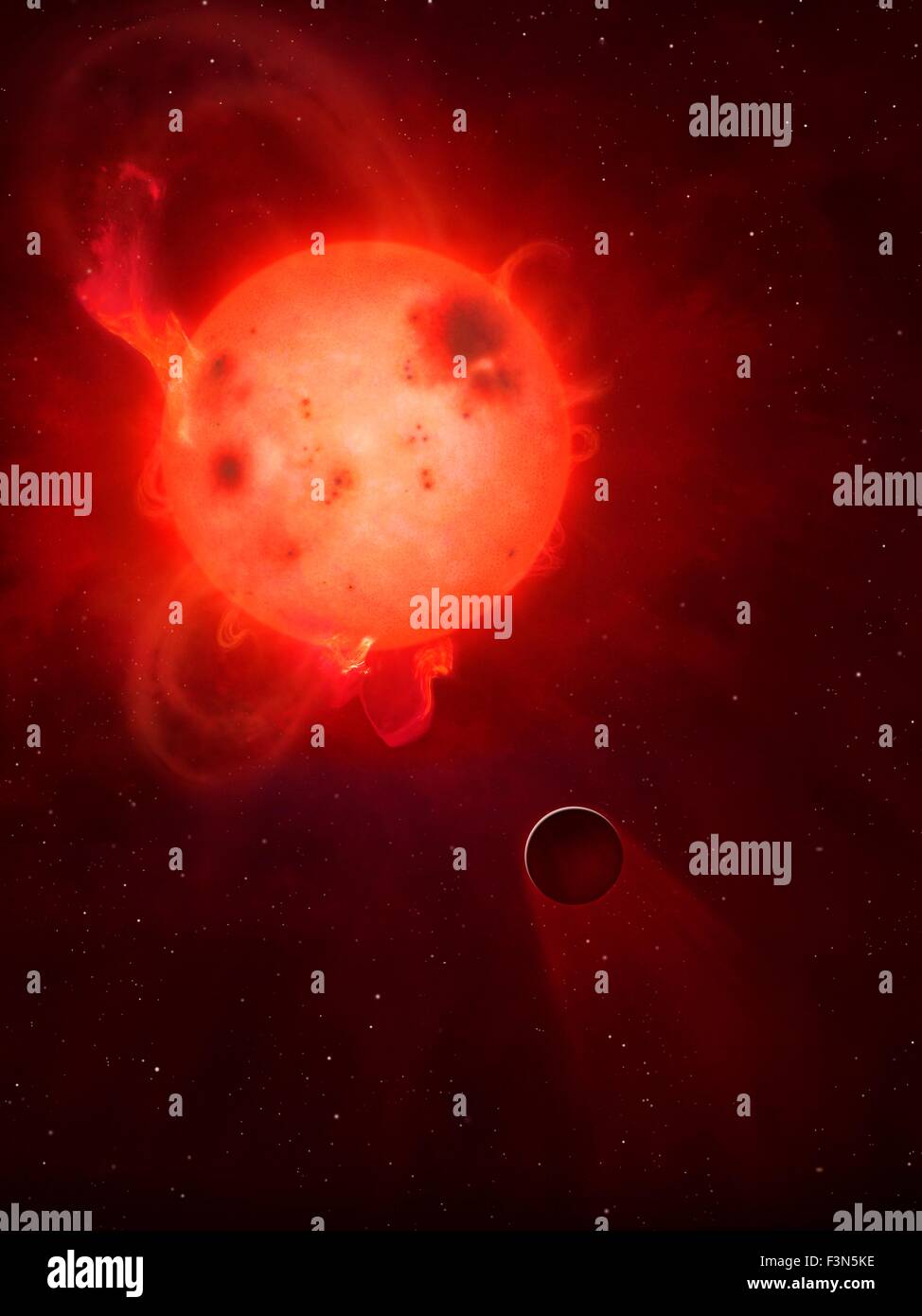 Keplero 438 e rocky planet 438b Foto Stock