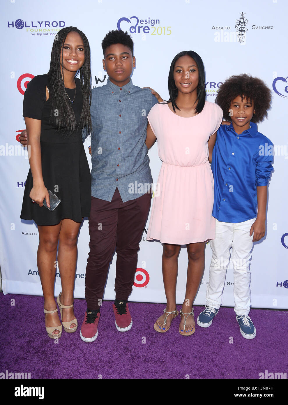 Fondazione HollyRod al XVII DesignCare annuale Gala - Arrivi con: Ryan Elizabeth Peete, Rodney Peete Jr, Mo'ne Davis, James Robinson Peete dove: Los Angeles, California, Stati Uniti quando: 08 Ago 2015 Foto Stock