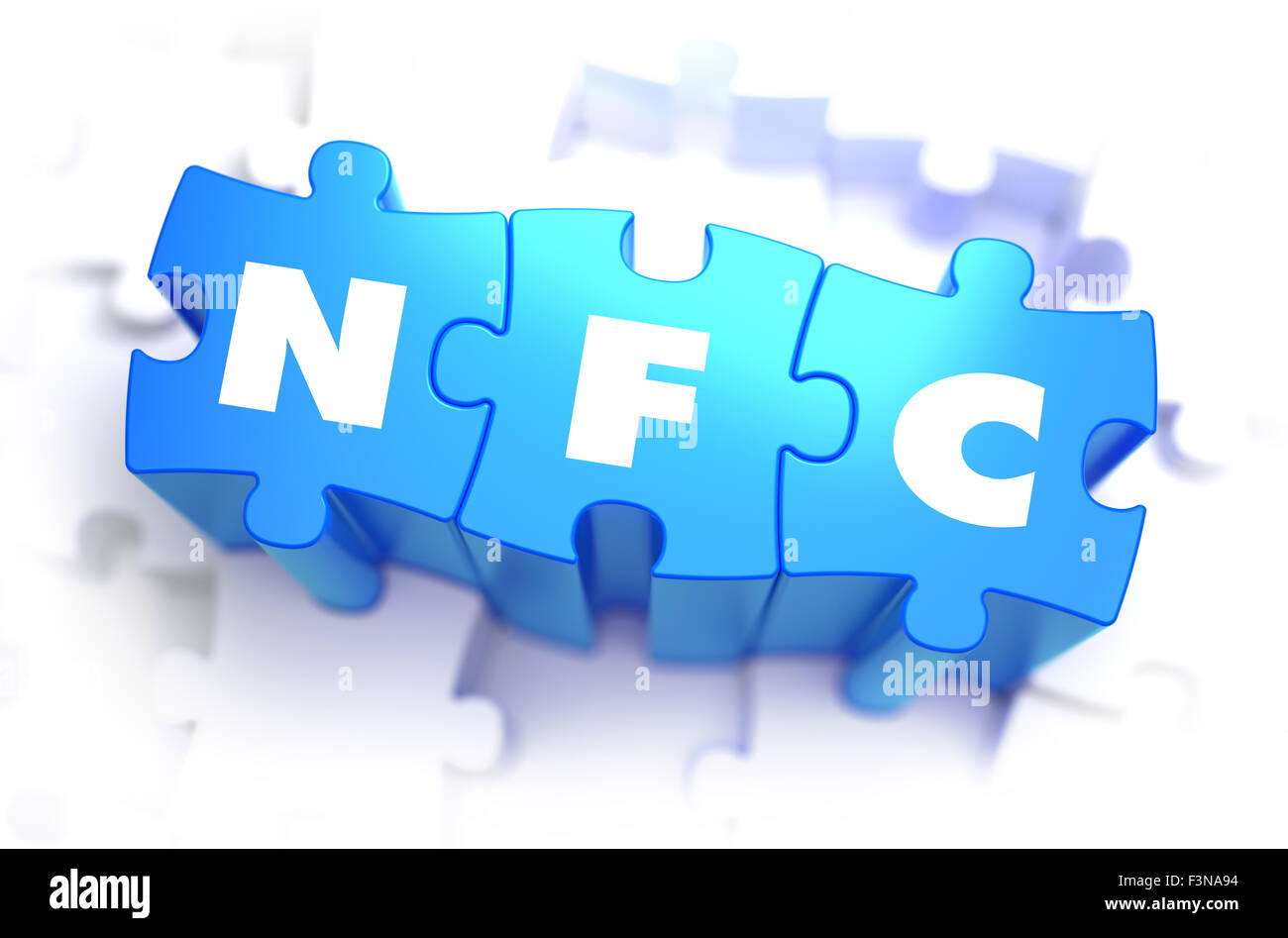 NFC - Testo su puzzle blu. Foto Stock