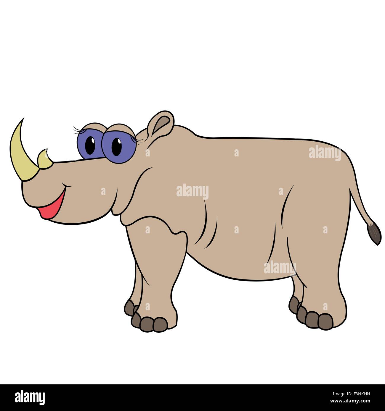 Rinoceronte s isolati su sfondo bianco. Disegno a mano cartoon rhino illustrazione vettoriale Illustrazione Vettoriale