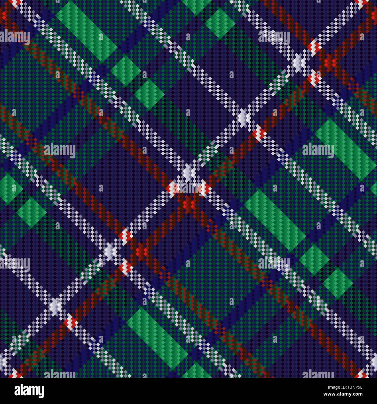 Diagonale perfetta colorata a scacchi disegno vettoriale come un tartan plaid Illustrazione Vettoriale