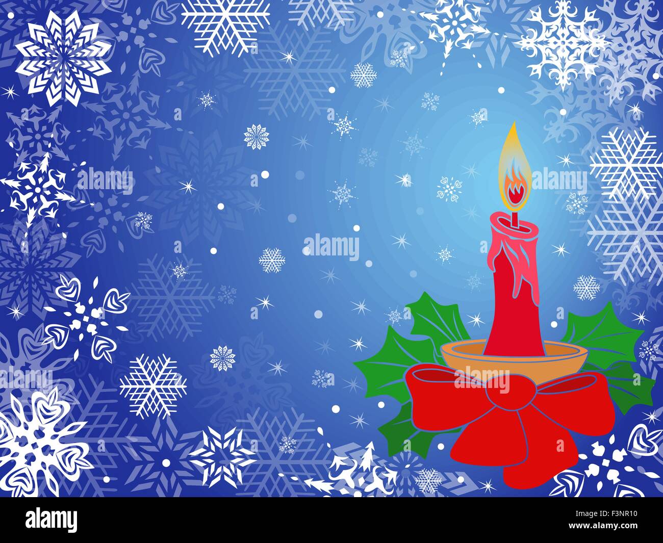 Natale biglietto di auguri con candela rossa e fiocchi di neve in sfumature  di blu, del disegno a mano illustrazione vettoriale Immagine e Vettoriale -  Alamy