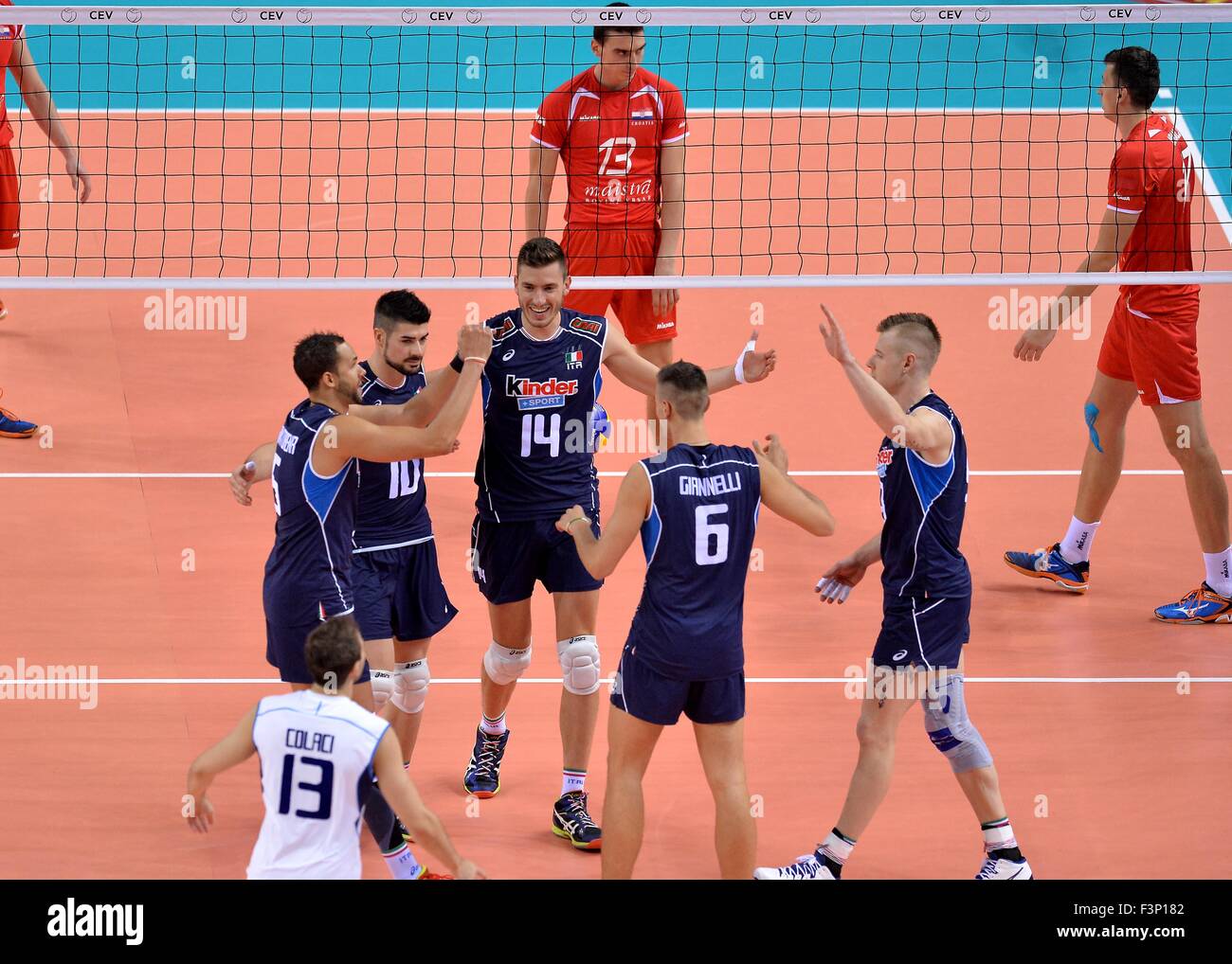 Torino, Italia. 10 ottobre, 2015. 2015 uomini europeo di pallavolo campionato - Pool B: Croazia vs. Italia al Palavela di Torino (Italia) Foto Stock