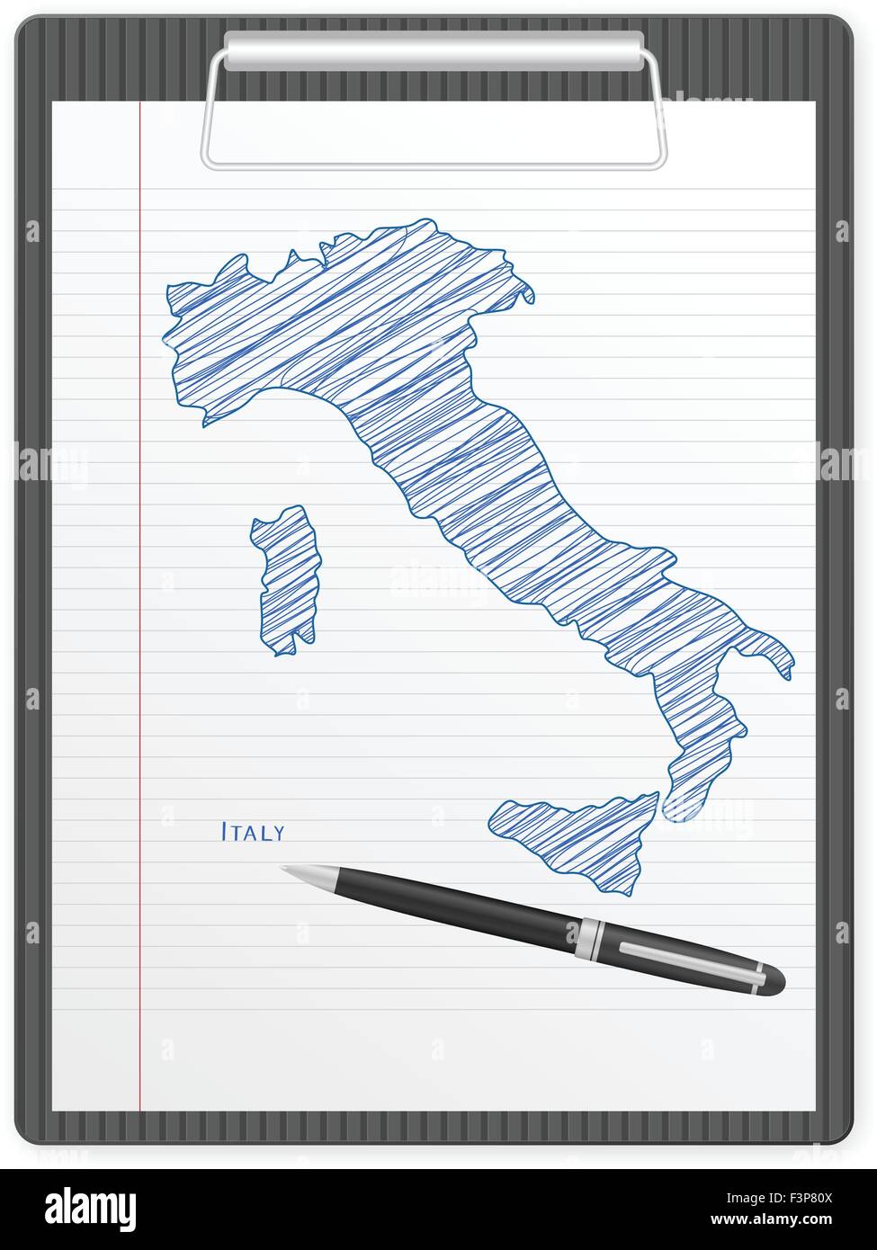 Appunti con l'Italia mappa di disegno. Illustrazione Vettoriale. Illustrazione Vettoriale