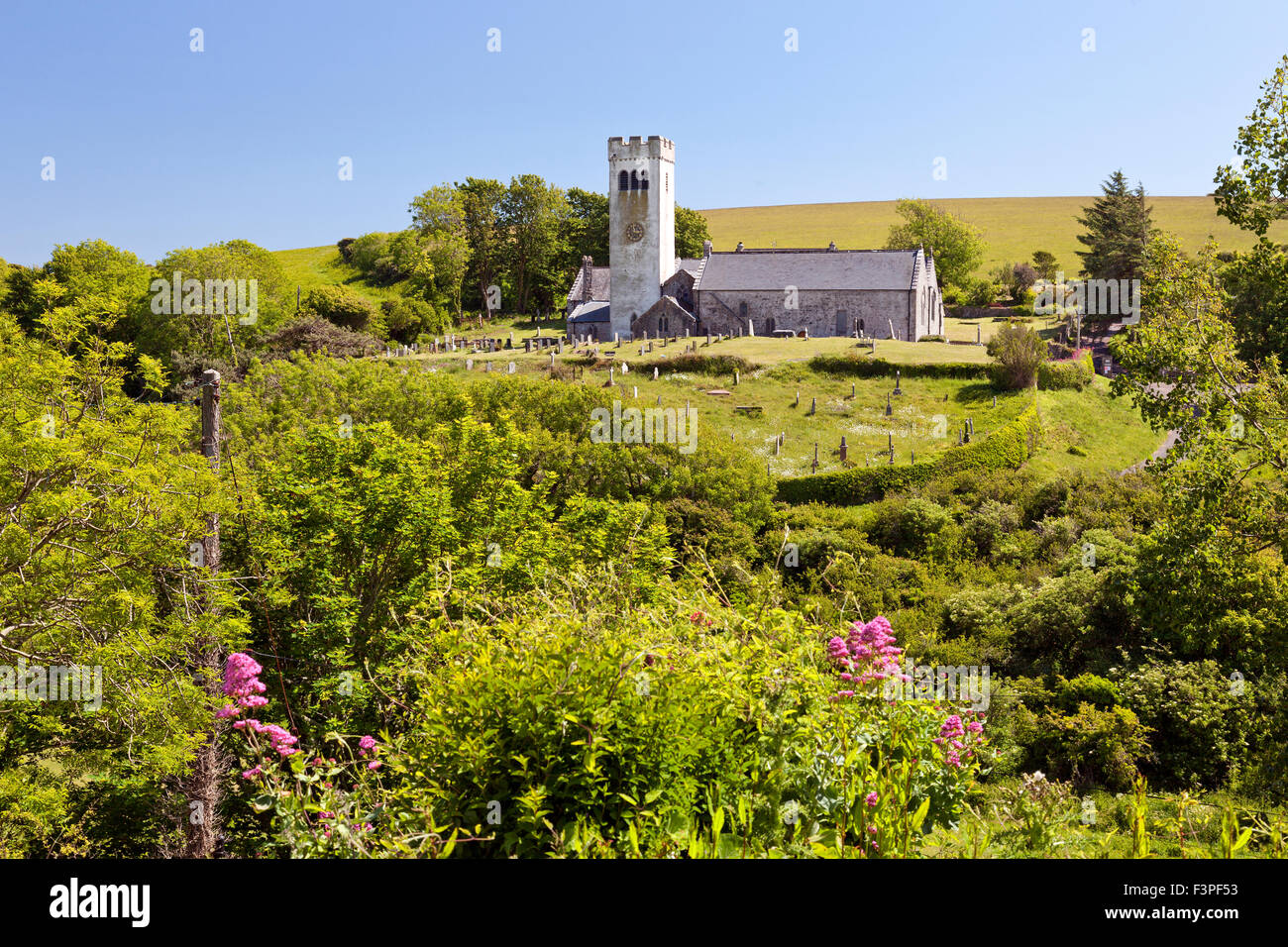 La chiesa parrocchiale di Manorbier Pembrokeshire, Wales, Regno Unito Foto Stock