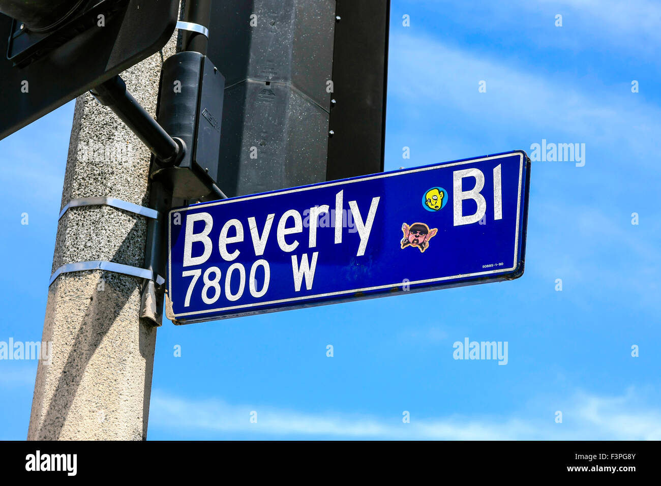 Beverly Bl 7800W blu strada segno a Los Angeles Foto Stock