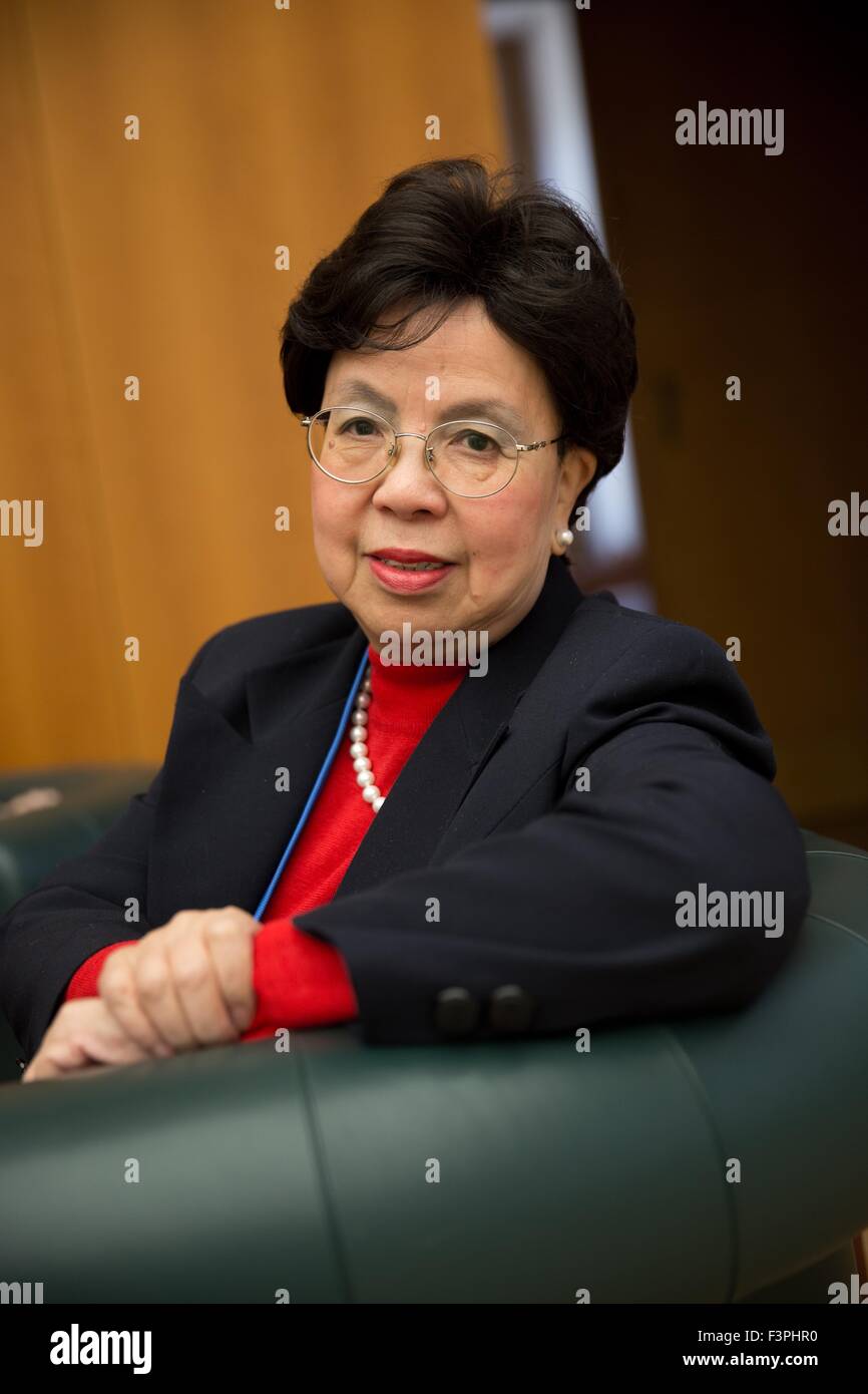 Berlino, Germania. Undicesimo oct, 2015. Margaret Chan, Direttore Generale dell Organizzazione Mondiale della Sanità (OMS), al 7° World Health Vertice di Berlino (Germania), 11 ottobre 2015. Foto: JOERG CARSTENSEN/DPA/Alamy Live News Foto Stock