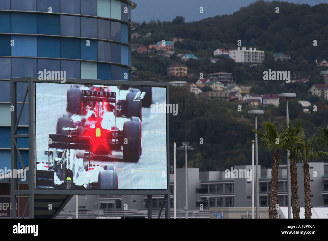 Motorsports: FIA Formula One World Championship 2015, il Grand Prix di Russia, display monitor, vidiwall, Videowall Foto Stock