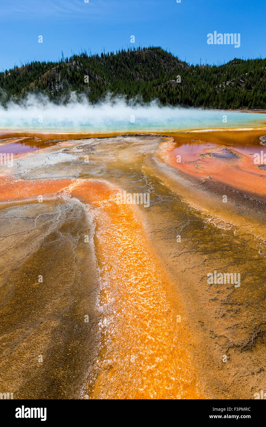 Grand Prismatic Spring; Midway Geyser Basin, il Parco Nazionale di Yellowstone, Wyoming USA Foto Stock